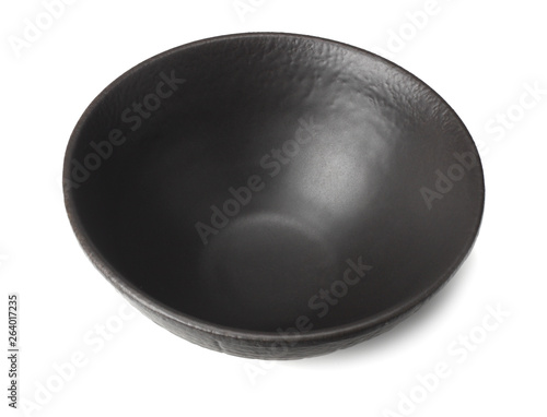 empty black round bowl isolated on a white background