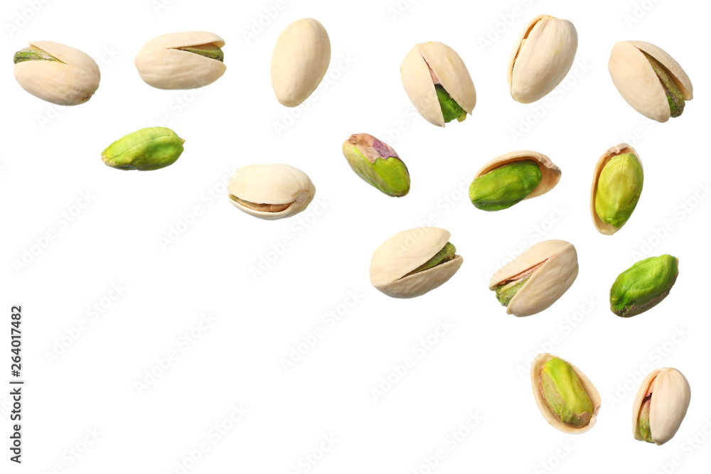 pistachio isolated on the white background. top view pistachio isolated on the white background. top view