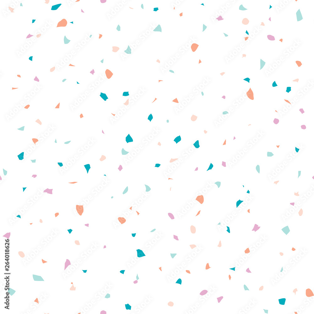 Terrazzo flooring textured surface modern abstract pattern. Vector seamless abstract repeat with chips of marble or granite in soft pastel colors. Terrazzo flooring textured surface modern abstract pattern. Vector seamless abstract repeat with chips of marble or granite in soft pastel colors.