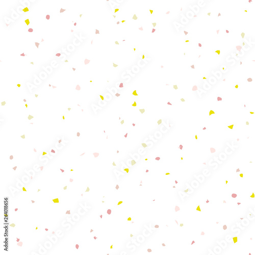 Terrazzo flooring textured surface modern abstract pattern. Vector seamless abstract repeat with chips of marble or granite in soft pastel  colors.