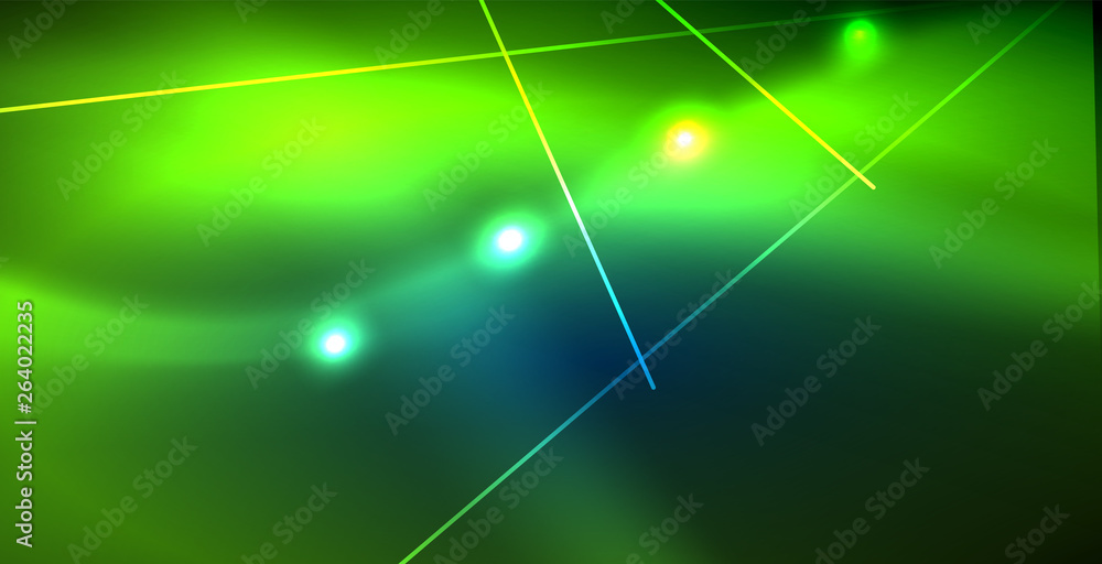 Neon glowing techno lines, blue hi-tech futuristic abstract background template with lights Neon glowing techno lines, blue hi-tech futuristic abstract background template with lights