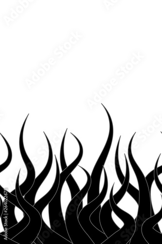 Vector octopus tentacle silhouttes horizontal seamless pattern