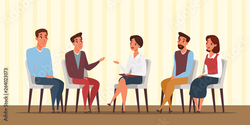 Group psychotherapy flat vector illustration