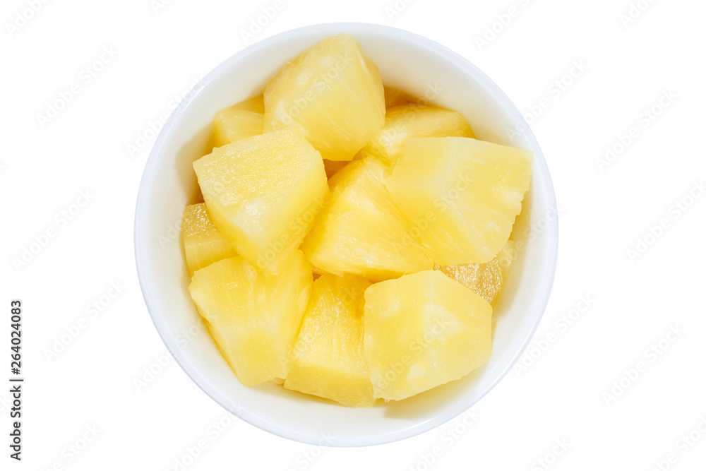 Ananas Stücke Früchte von oben isoliert freigestellt Freisteller Ananas Stücke Früchte von oben isoliert freigestellt Freisteller