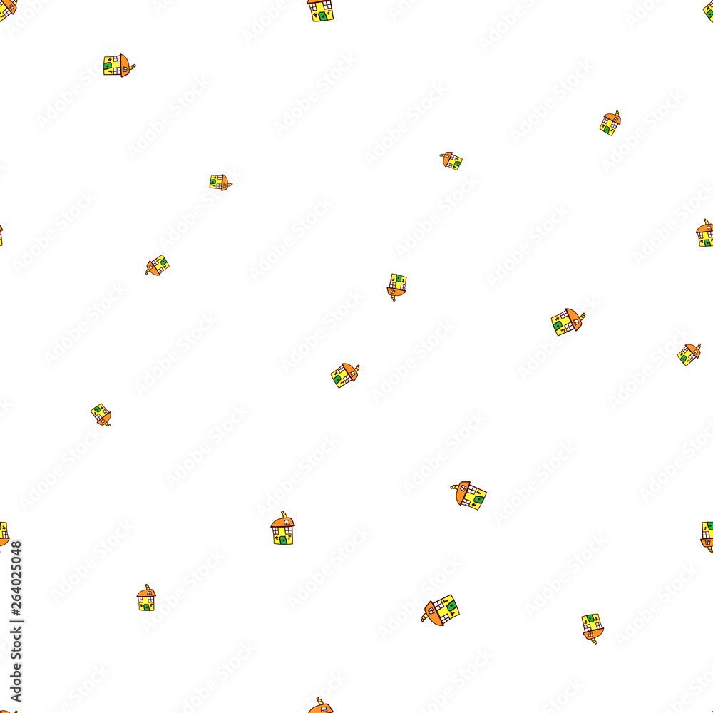 Seamless pattern of houses in doodle style Seamless pattern of houses in doodle style