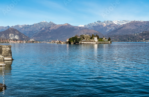 View of Island Bella at Lake Maggiore, is one of the Borromean Islands in Piedmont of north Italy, Stresa, Verbania