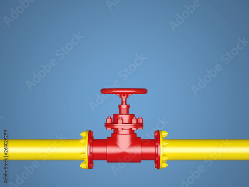 Yellow and red pipe on a blue background