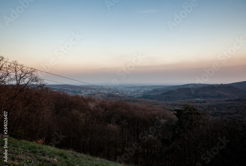 landscape shot, mountain range and sky