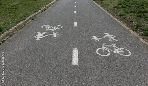 Wallpaper Mural Bicycle and pedestrians road sign on asphalt. Torontodigital.ca