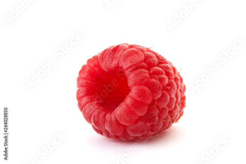 Ripe red Raspberry isolated on white background. Top view. Raspberry closeup