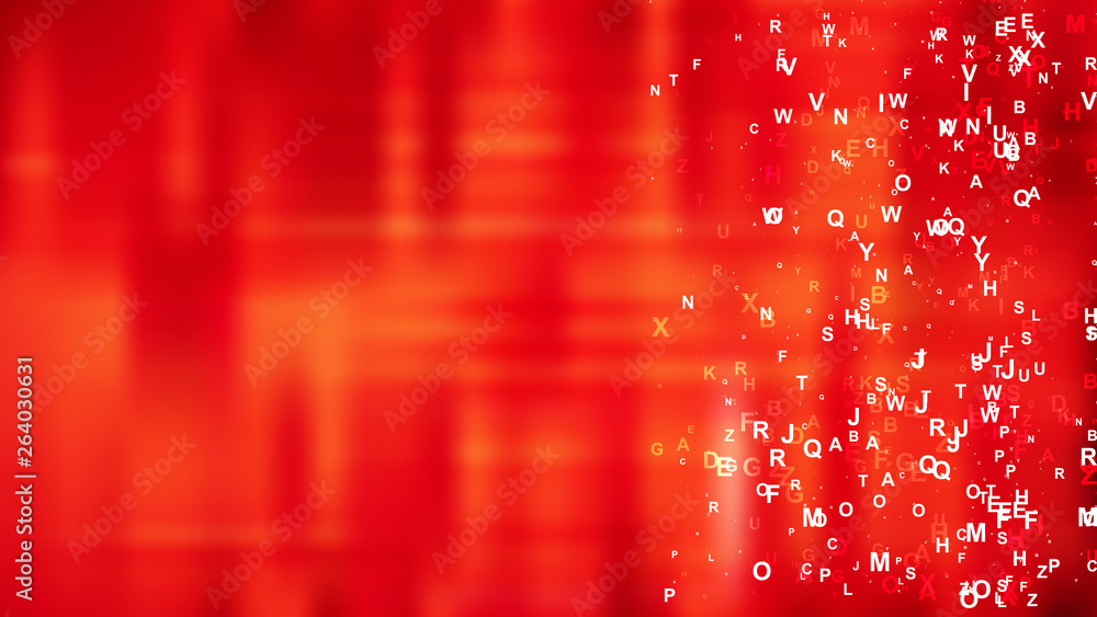 Red Scattered Alphabet Background Design - obrazy, fototapety, plakaty 