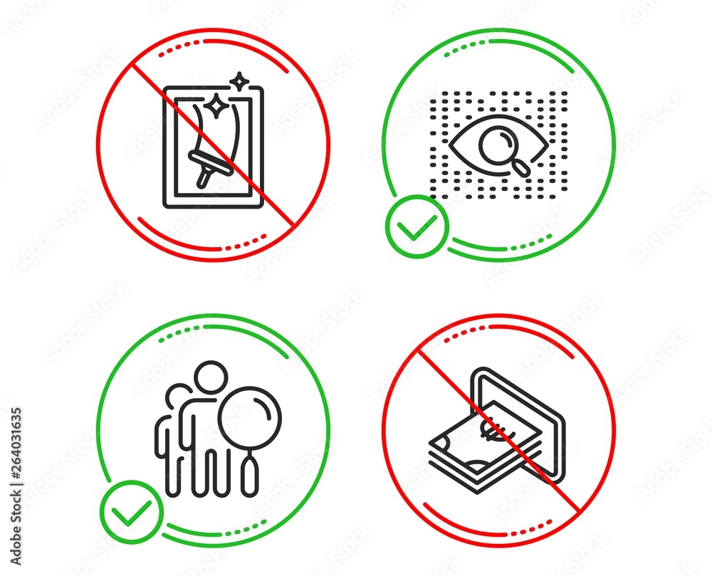Do or Stop. Window cleaning, Artificial intelligence and Search people icons simple set. Cash sign. Housekeeping service, Find data, Find employee. Atm payment. Business set. Vector Do or Stop. Window cleaning, Artificial intelligence and Search people icons simple set. Cash sign. Housekeeping service, Find data, Find employee. Atm payment. Business set. Vector