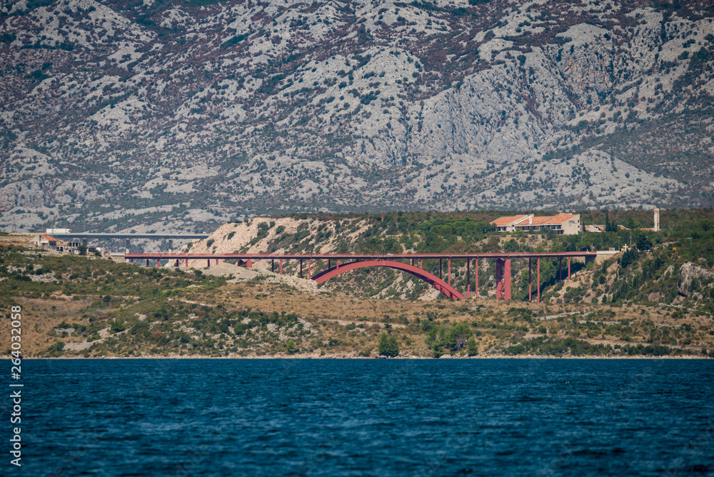Maslenica bridge, A1 Highway bridge under Velebit Mountain, Dalmatia, Croatia