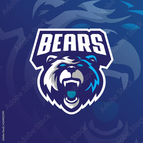 bear mascot logo design vector with modern illustration concept style for badge, emblem and tshirt printing. grizzly bear illustration for sport team.