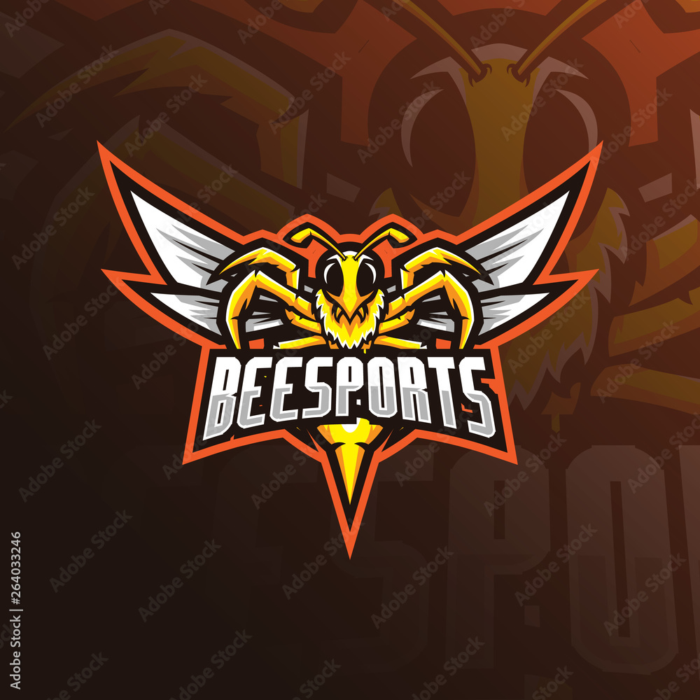 bee mascot logo design vector with modern illustration concept style for badge, emblem and tshirt printing. angry bee illustration for sport team. bee mascot logo design vector with modern illustration concept style for badge, emblem and tshirt printing. angry bee illustration for sport team.