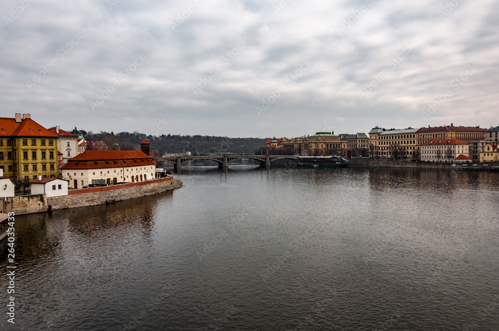 Spectacular view on the river in Prague