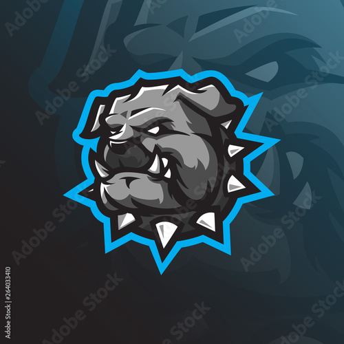 dog mascot logo design vector with modern illustration concept style for badge, emblem and tshirt printing. angry bulldog head illustration for sport team.
