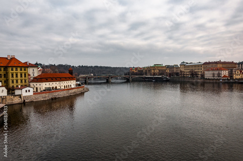 Spectacular view on the river in Prague