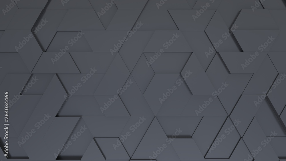 black abstract background with techie hexagons and triangles, 3D rendering, 3d illustration black abstract background with techie hexagons and triangles, 3D rendering, 3d illustration
