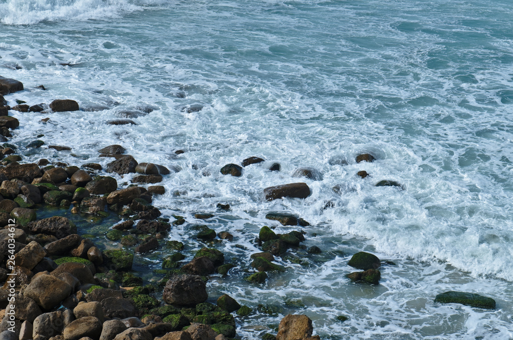 Sea, Waves and Rocks in Consolacao Beach. Peniche, Portugal Sea, Waves and Rocks in Consolacao Beach. Peniche, Portugal