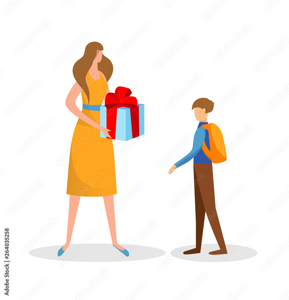 Mother Prepared Surprise Gift for Son. Birthday. Mother Prepared Surprise Gift for Son. Birthday.