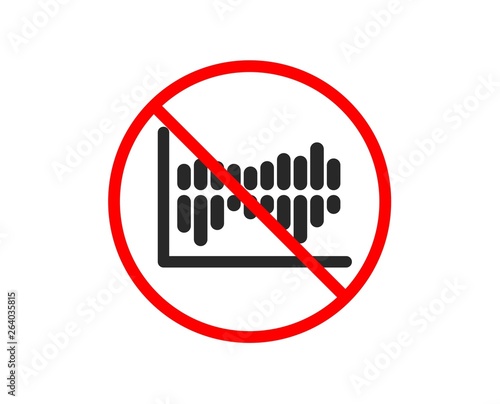 No or Stop. Column chart icon. Financial graph sign. Stock exchange symbol. Business investment. Prohibited ban stop symbol. No column diagram icon. Vector