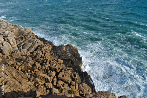 Sea from the Cliffs in Nau dos Corvos. Peniche, Portugal