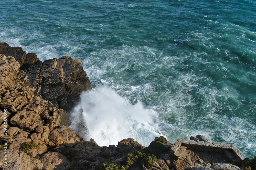 Sea from the Cliffs in Nau dos Corvos. Peniche, Portugal Sea from the Cliffs in Nau dos Corvos. Peniche, Portugal