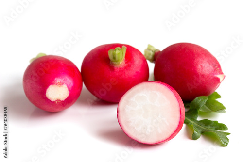 Raw radish isolated on white background.