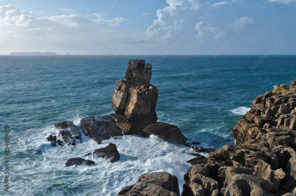Nau dos Corvos Rock Formation in Cape Carvoeiro. Peniche, Portugal