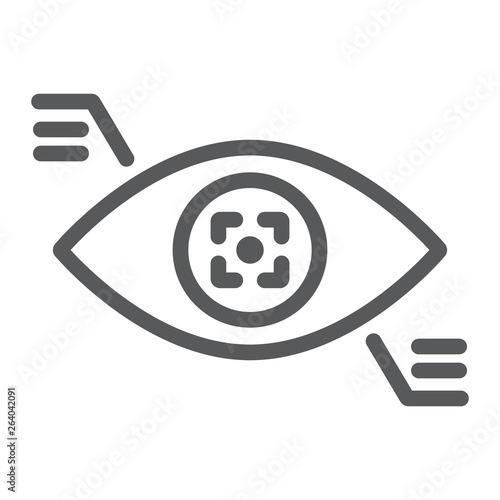 Eyetap line icon, sensor and innovation, eye tracking sign, vector graphics, a linear pattern on a white background.