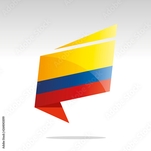 Colombia flag New abstract origami logo icon button label vector