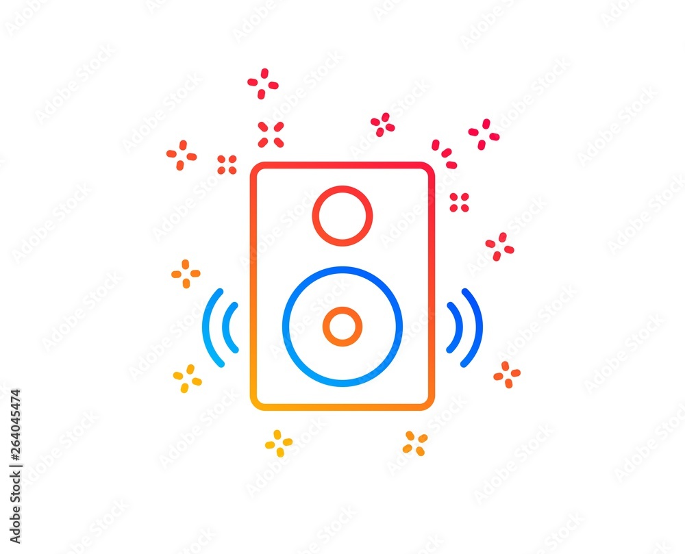 Speakers line icon. Music sound sign. Musical device symbol. Gradient design elements. Linear speakers icon. Random shapes. Vector Speakers line icon. Music sound sign. Musical device symbol. Gradient design elements. Linear speakers icon. Random shapes. Vector