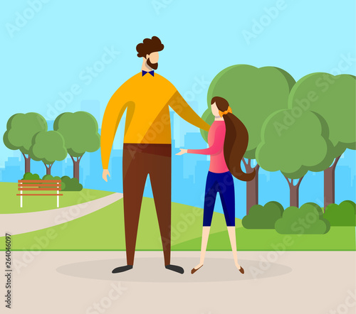 Happy Father and Daughter Spending Time in Park.