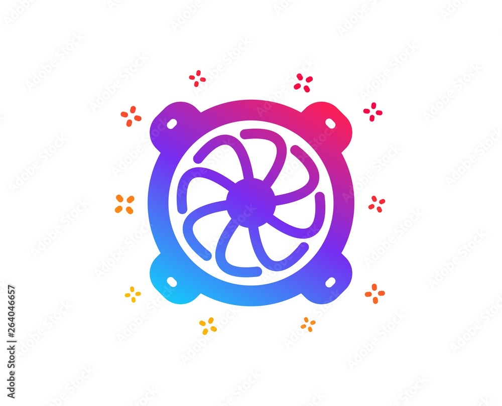Computer cooler icon. PC fan component sign. Dynamic shapes. Gradient design computer fan icon. Classic style. Vector