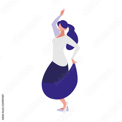 young woman dancing character