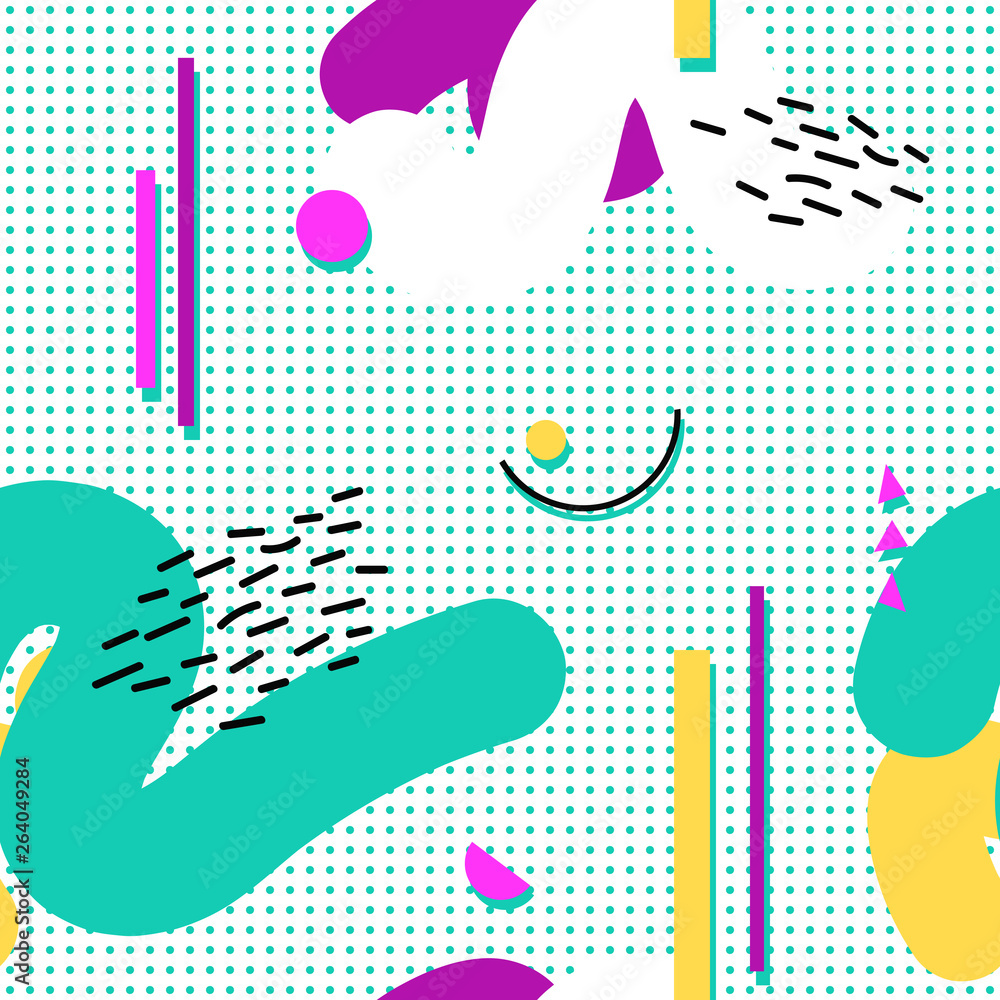 Memphis seamless pattern of geometric shapes Memphis seamless pattern of geometric shapes