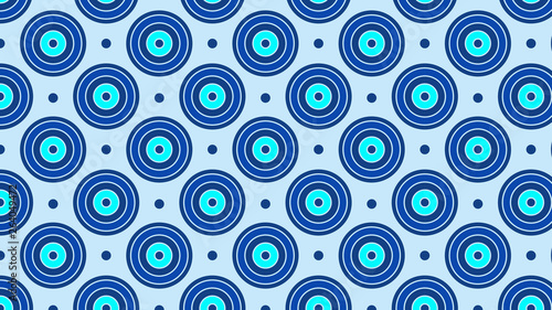 Blue Seamless Concentric Circles Background Pattern Vector Art