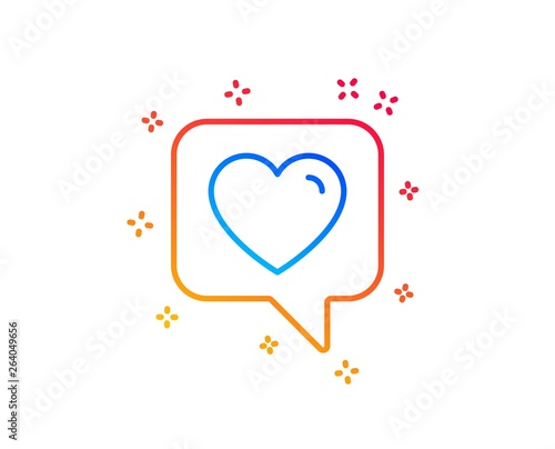 Heart line icon. Favorite like sign. Positive feedback symbol. Gradient design elements. Linear heart icon. Random shapes. Vector