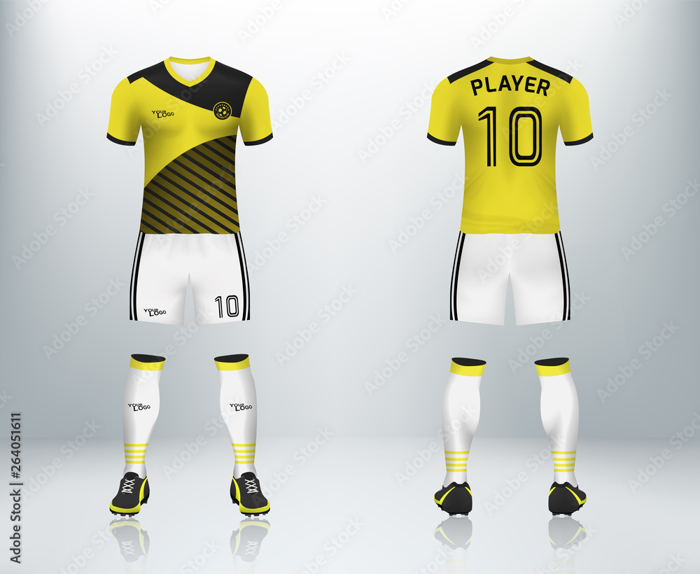 yellow sports jersey template for team uniforms and Soccer design