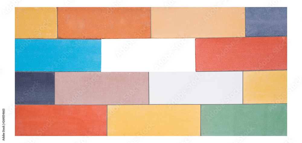 Fototapeta premium A set of the multi-colored ceramic bricks made in a wall