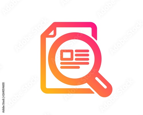 Check article icon. Ð¡opyright sign. Magnifying glass symbol. Classic flat style. Gradient check article icon. Vector