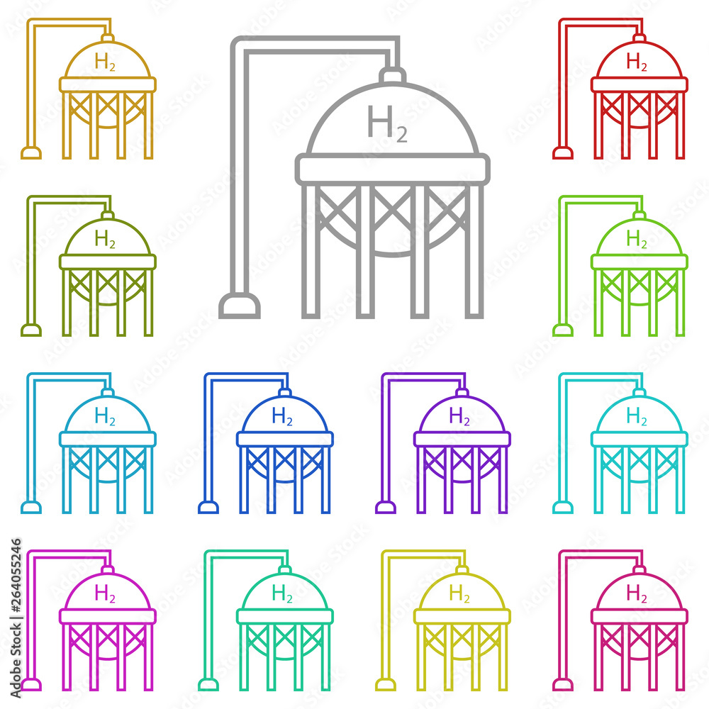 Hydrogen tank multi color icon. Simple thin line, outline vector of Sustainable Energy icons for UI and UX, website or mobile application