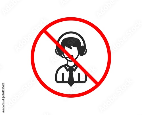 No or Stop. Shipping support icon. Delivery manager sign. Logistics help symbol. Prohibited ban stop symbol. No shipping support icon. Vector