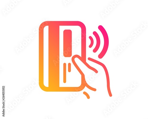 Contactless payment card icon. Money sign. Classic flat style. Gradient contactless payment icon. Vector