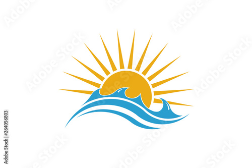 Summer Sun and Sea. Sunny Logo Design