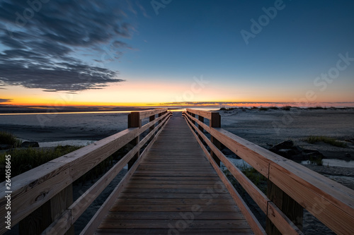 Sunrise, Walkway at Goulds Inlet, East Beach, St Simons Island, GA 