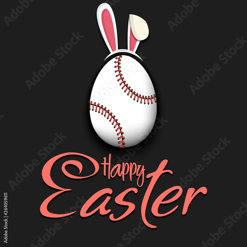 Canvas Print Happy Easter. Baseball ball in the form of a egg