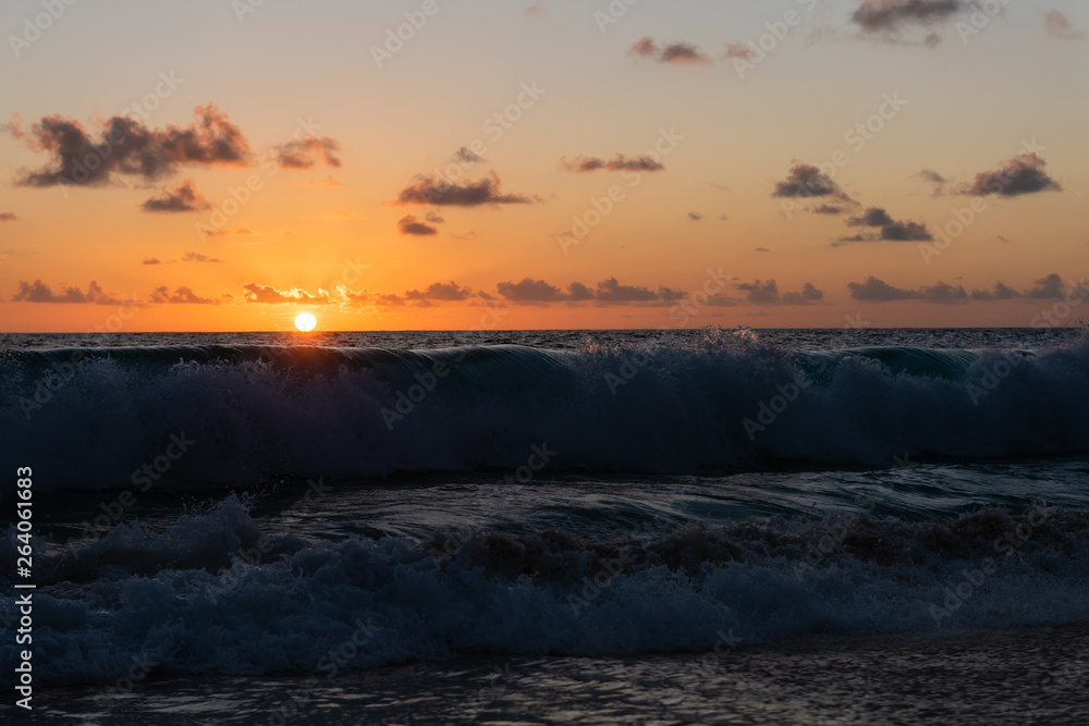 Sunset landscape at indian ocean at twilight