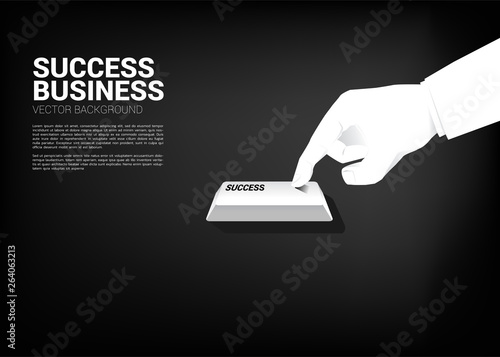Close up businessman hand press success keyboard button. Concept for Technology for Business success
